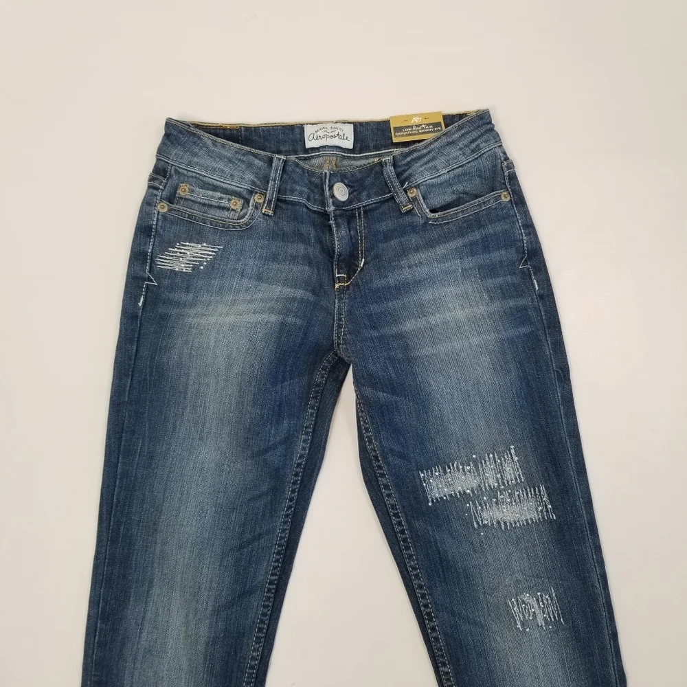 Aeropostale Bayla Low Rise Skinny Jeans Rhinestone Size 0 NWT